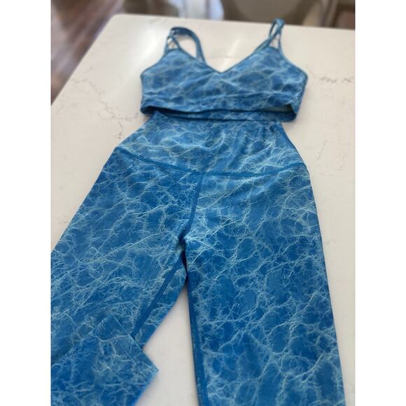 CARBON38 Blue Marble Activewear Set | Sports Bra + High Waist Leggings | XS - Picture 4 of 12